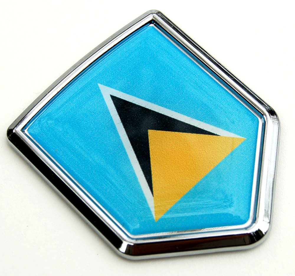 St. Lucia Flag Crest Decal Car Chrome Emblem Sticker