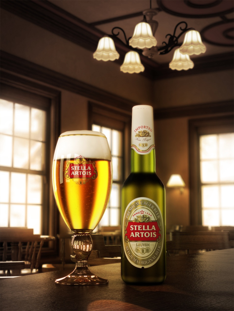 Stella Artois Glass and Bottle