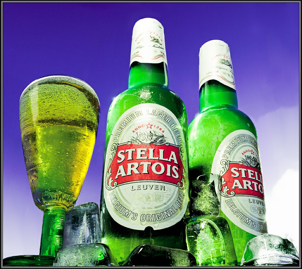 Stella Artois with Glass and Ice Decal