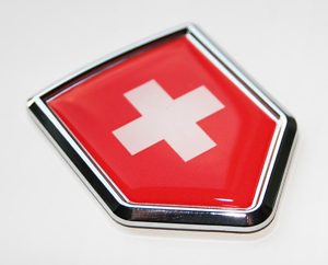 Switzerland Swiss Decal Flag Crest Car Chrome Emblem Sticker