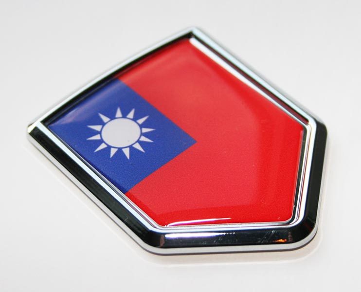 Taiwan Taiwanese Flag Crest Decal Car Chrome Emblem Sticker