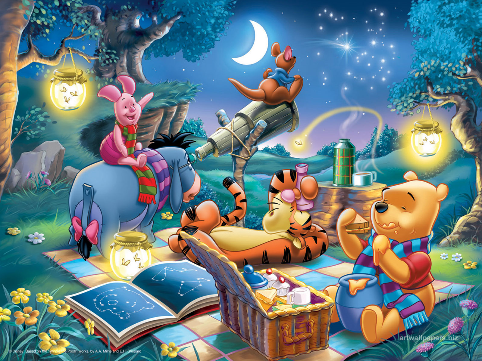 Winnie The Pooh night picnic sticker