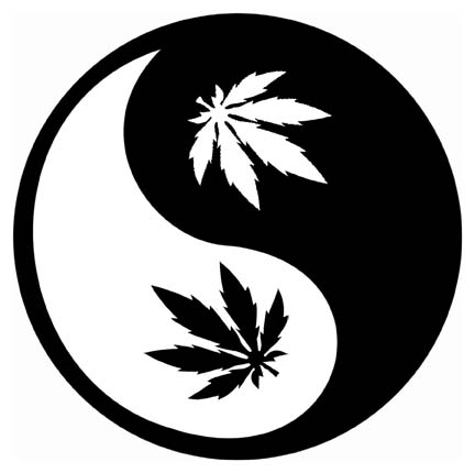yin yang black and white round WEED sticker