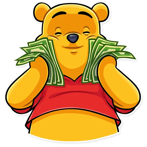 winnie money cartoon sticker