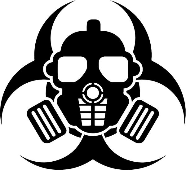 ZOMBIE GAS MASK BIO HAZ B&W STICKER