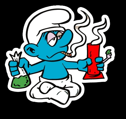 stoned smurf sticker