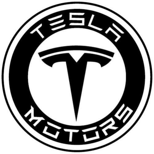TESLA MOTORS B&W ROUND ELON STICKER
