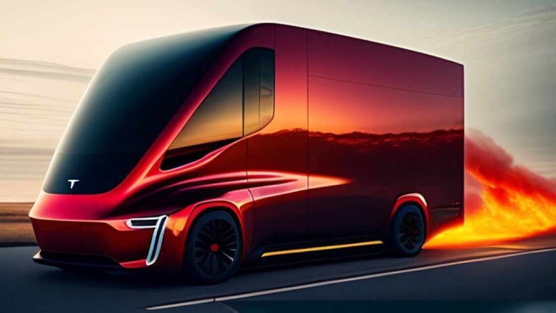 TESLA VAN STICKER BURNING HOT STICKER