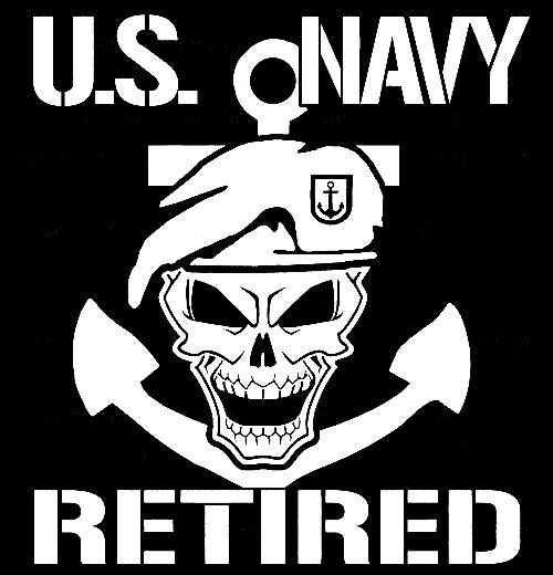 US NAVY RETIRED SKULL DIE CUT DECAL