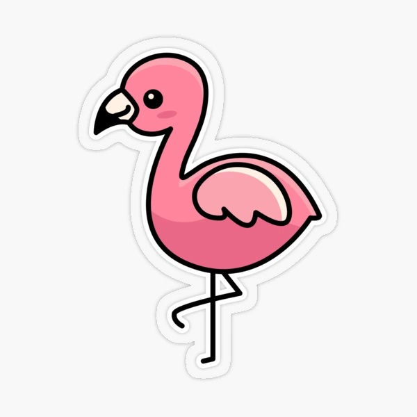 Flamingo Cartoon Animal Bird Sticker 33