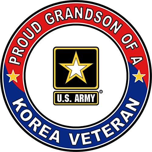 US ARMY KOREA VETERAN PROUD GRANDSON ROUND STICKER