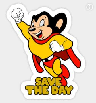 mighty mouse SAVE THE DAY cartoon sticker