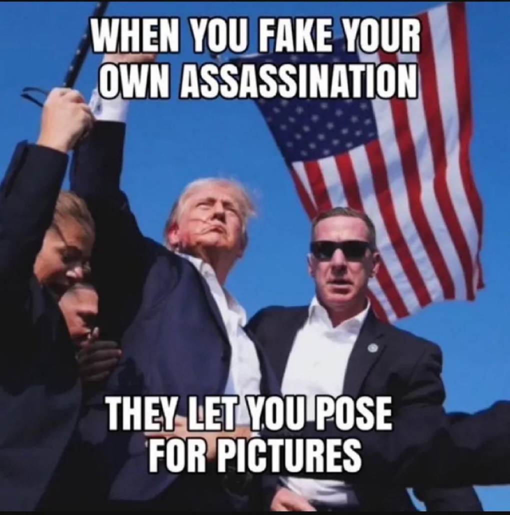 ASSASSINATION STAGED TRUMP STICKER