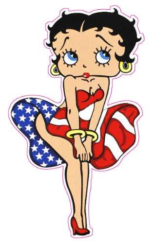 Betty Boop USA Sticker Decal Cartoon American Flag Patriot US