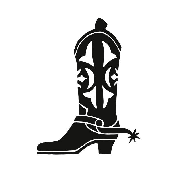 cowboy boot with spurs die cut decal