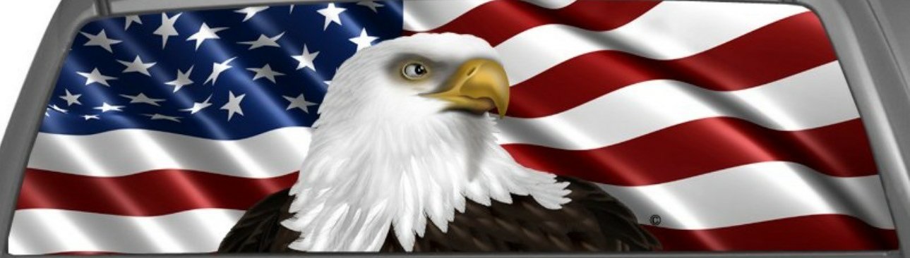RWG USA FLAG WITH EAGLE SEE THRU REAR WINDOW GRAPHIC