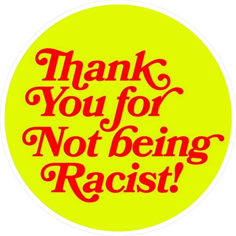 THANK YOU FOR NOT BEING RACIST ROUND STICKER 2