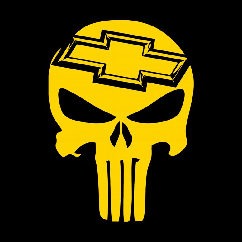 chevy logo punisher skull die cut decal