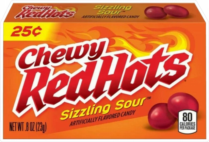 red hots SIZZLING SOUR Candy box sticker