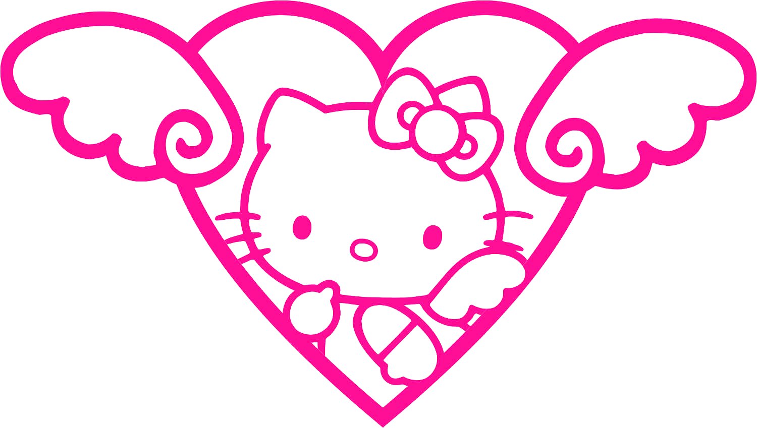 Hello K Heart and Wings Decal