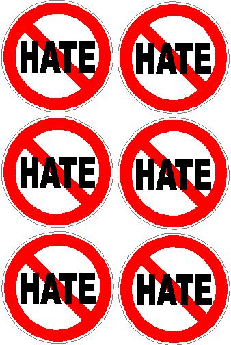 NO HATE HILLARY 2016 6 pack 6-2x2in