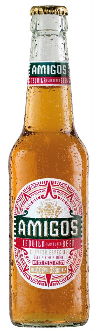 Amigos Tequila Flavored Beer Bottle Shaped Sticker