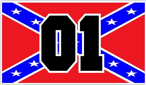 01 Rebel Dukes Race Number Sticker black and flag