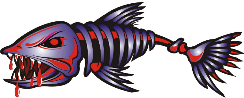 bloody fish boat stickers LEFT