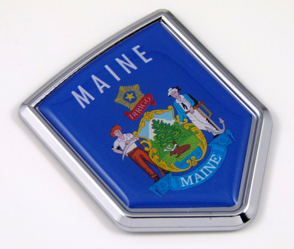 maine US state flag domed chrome emblem car badge decal