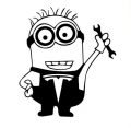 tesla-minion repair man die cut decal
