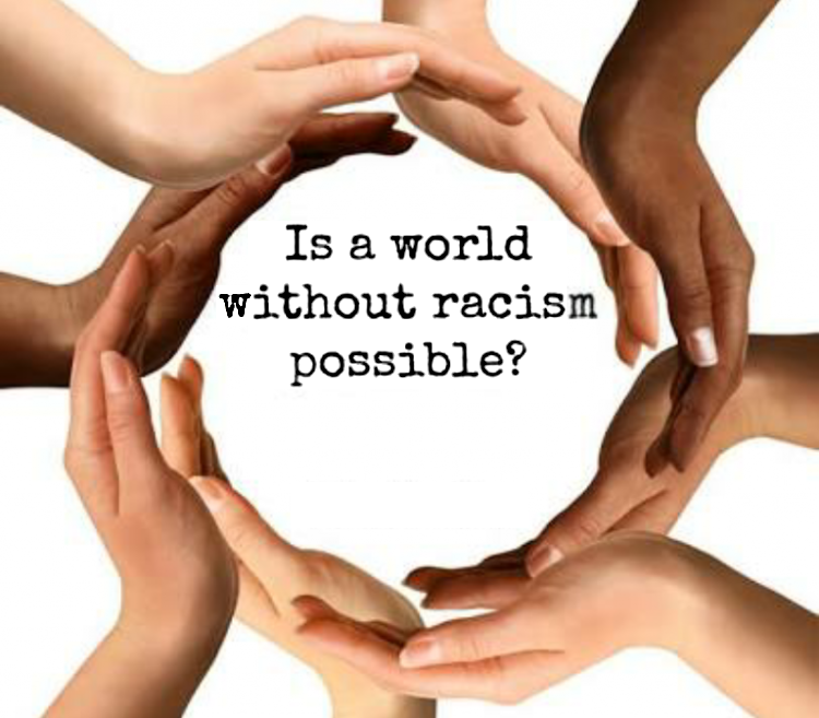 A WORLD WITHOUT RACISM STICKER