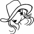 cowgirl_tilting_hat_die cut_decal