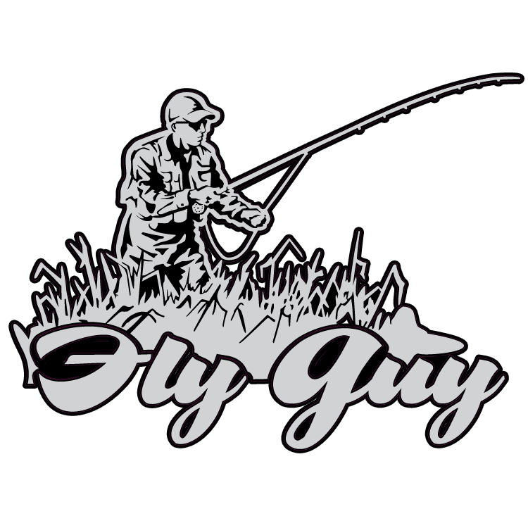 GRAY BLACK WHITE flu guy fishing sticker