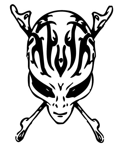 Alien Crossbones Die Cut Vinyl Decal