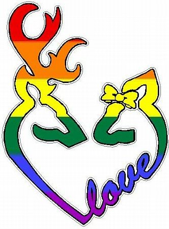 DEER HEADS HEART FILLS with LOVE flag pride