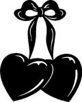 heart dangling from a bow sticker decal