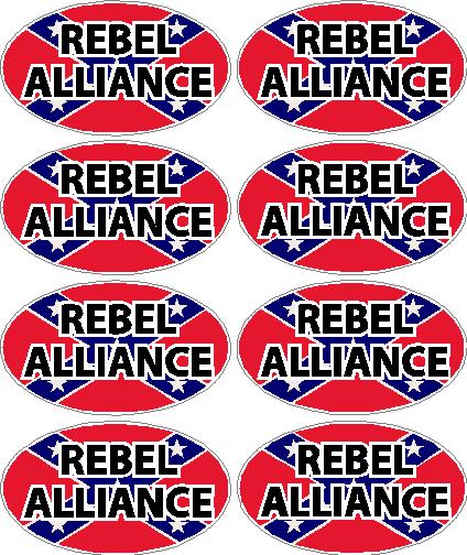 confederate flag oval REBEL ALLIANCE decals - 8 total