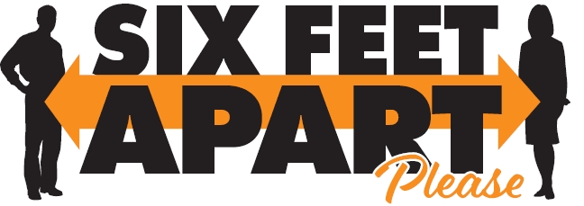 COVID - 19 six feet apart please rectangle STICKER