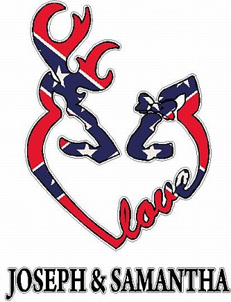 DEER HEADS HEART FILLS with LOVE NAMES flag rebel