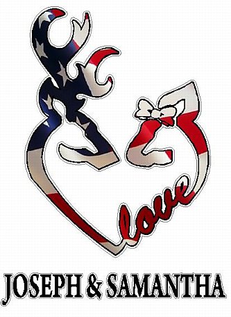 DEER HEADS HEART FILLS with LOVE NAMES flag usa