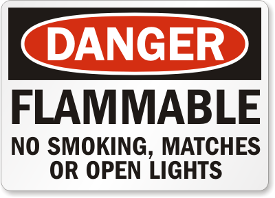 Flammable No Smoking Danger Sign 3