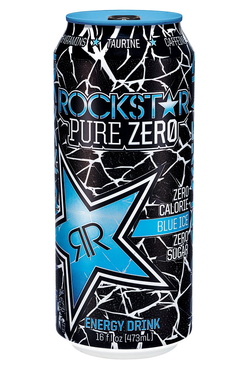 Rockstar PURE ZERO BLUE ICE energy drink can shaped sticker