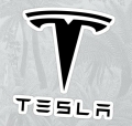 TESLA LOGO STICKER black and white