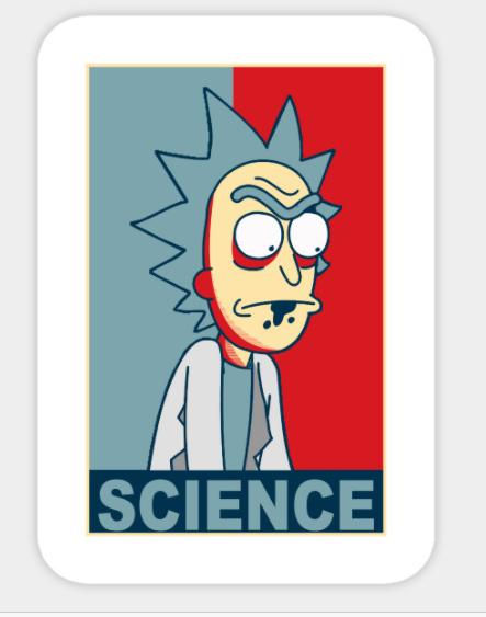 RICK AND MORTY SCIENCE RWB STICKER
