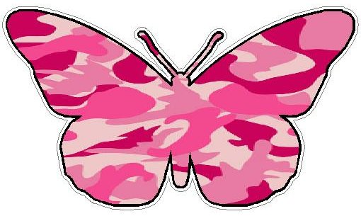 Butterfly Camo Sticker 1 - PINK