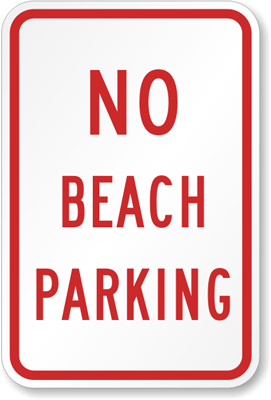 No Beach Parking Sign