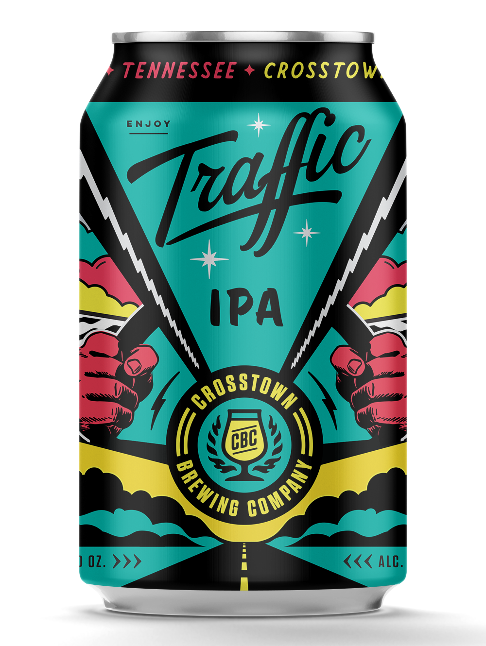 CROSSTOWN BREWING TRAFFIC IPA CAN SHAPED STICKER