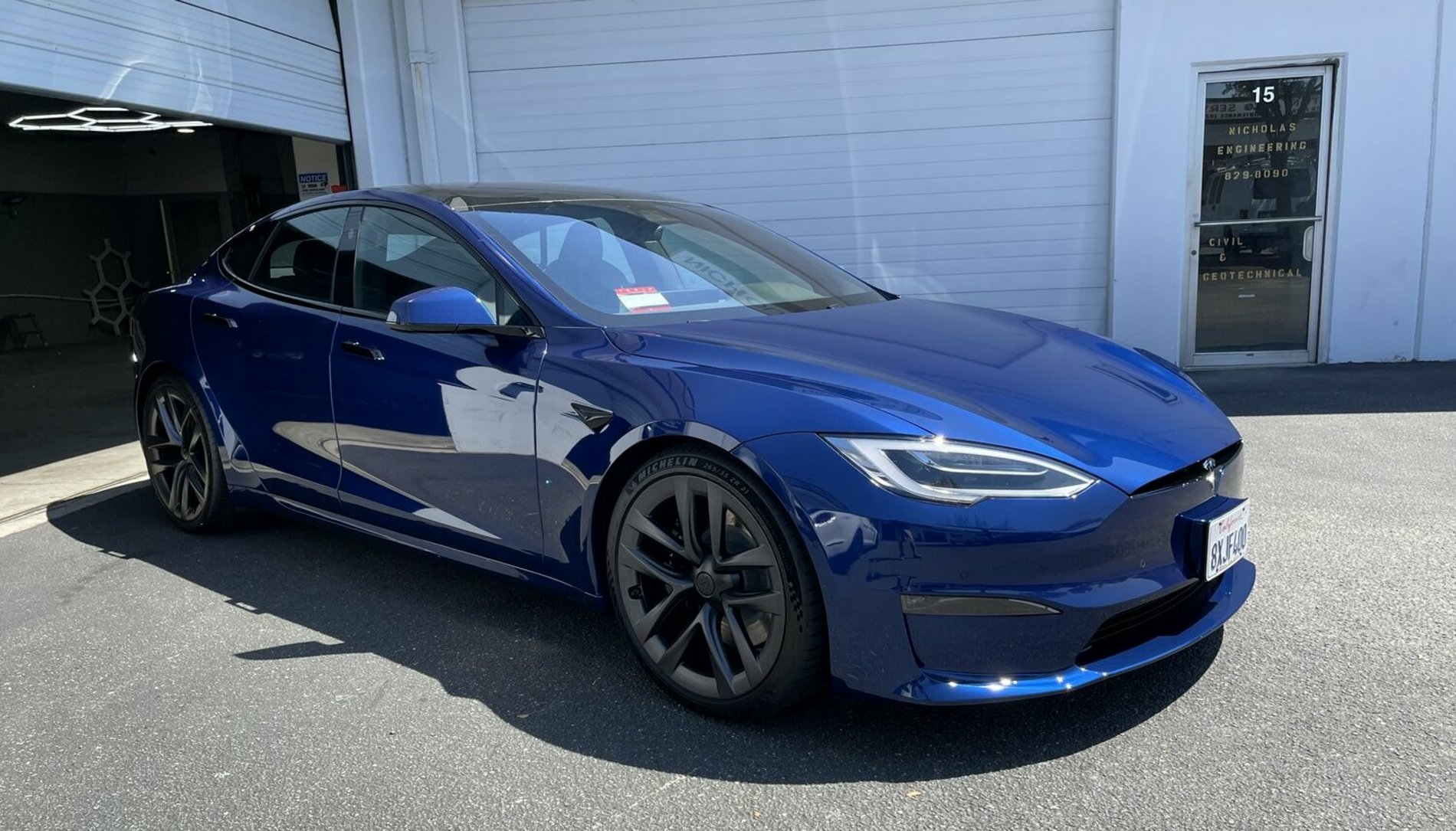 2021 blue plaid  tesla model s sticker
