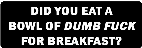 did you eat a bowl of dumb fuck this morning sticker