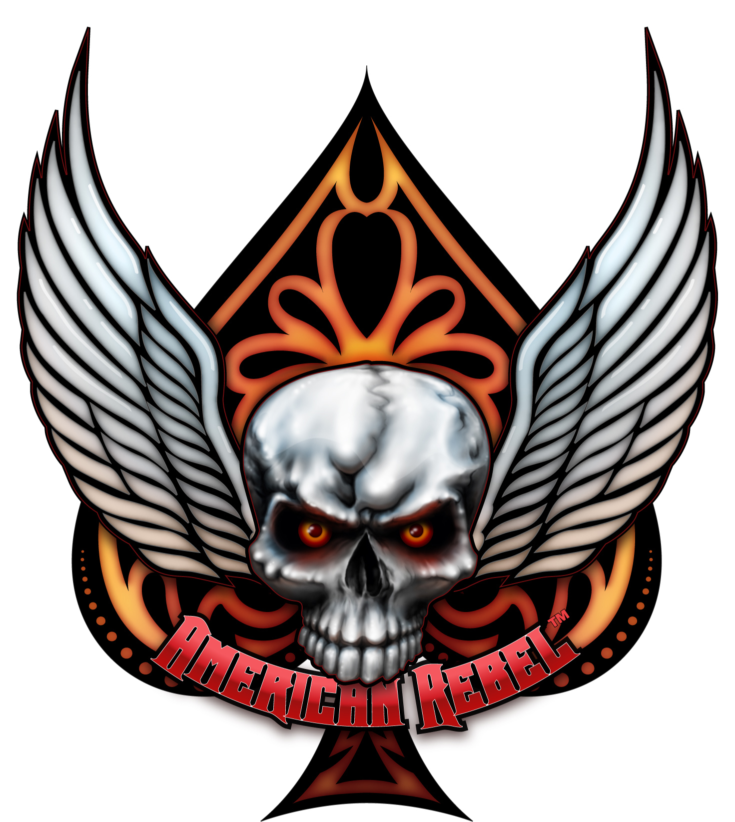 american rebel wings skull spade sticker